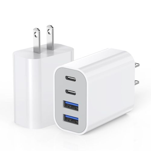 USB Fast Charging Block, 4-Port 40W Charge Adapter for iPhone Dual USB C Charger, Multiport Type C Fast Charger for iPhone 16/16 Plus/ 16 Pro/16 Pro Max/15/14/13/12, iPad Pro/iPad Air, iPad mini, iPad