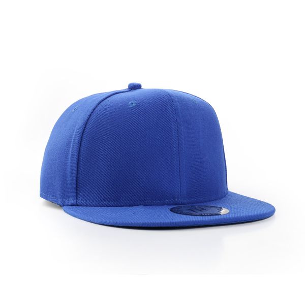 True Heads Plain Flat Peak Snapback Baseball Cap Royal Blue