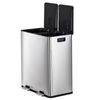 Compartment Trash Can Trash Can with Recycling Bin Combo 2 X 8 Gallons Silver