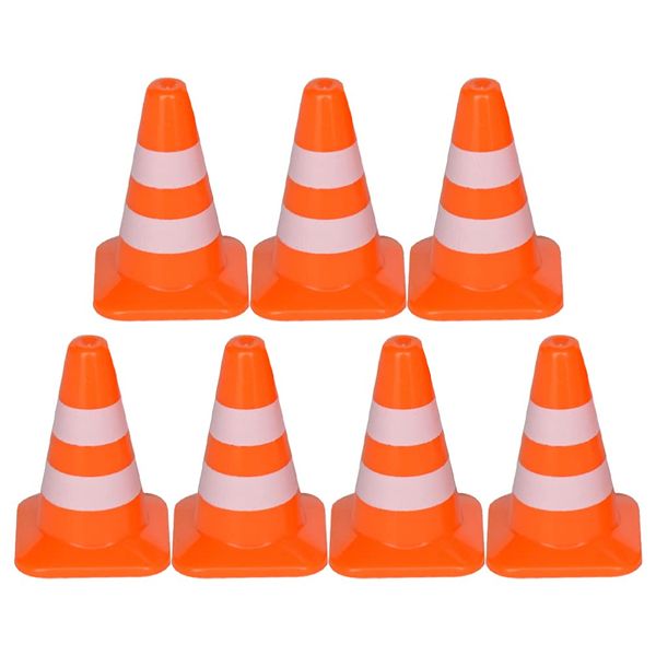 TOYANDONA 7Pcs Mini Traffic Cones, 1. 37 inch Play Traffic Signs Safety Cones Mini Road Signs Toy for Kids Street Signs Playset