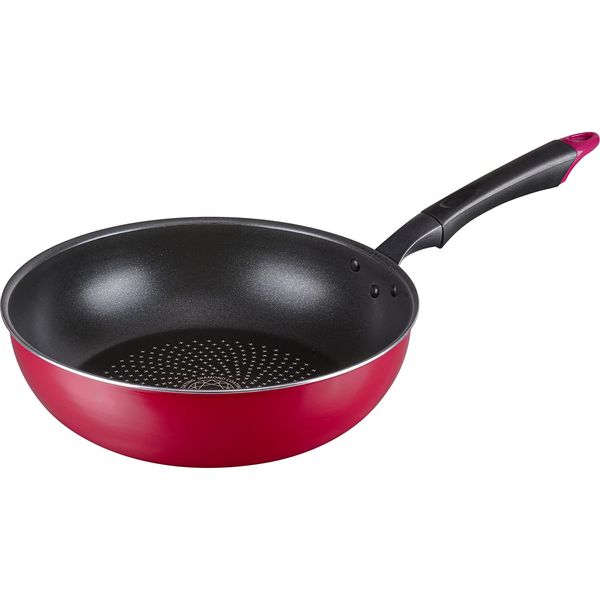 Wahei Freiz RB-2220 Lightweight Deep Frying Pan, 11.0 inches (28 cm), For Gas Fire, Diamond Coated, Bistro Red