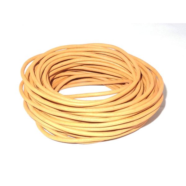 Cords Craft® | 3mm Round Leather Cord Leather Matte Finish String for Jewelry Making Bracelet Beading Work Hobby and DIY Craft (Natural Dye Mustard, 10.93 Yards) | Roll of 10 Meters Leather Cord