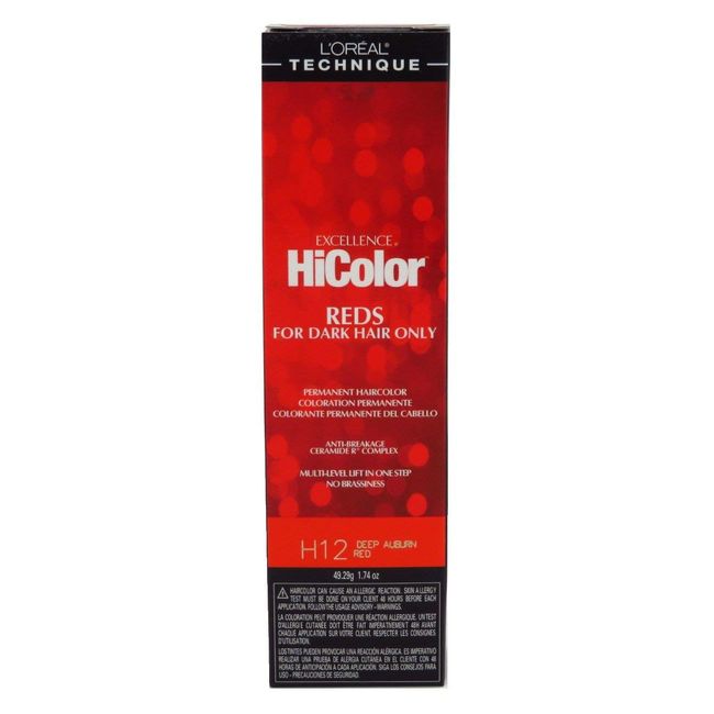 Loreal Excellence Hicolor H12 Tube Deep Auburn Red 1.74 Ounce (51ml) (2 Pack)