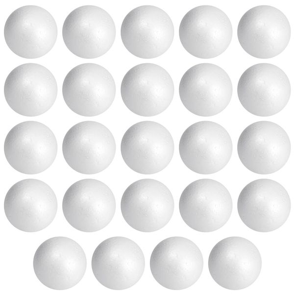 Juvale 24 Pack 3 Inch Foam Balls for Crafts, Smooth Polystyrene Spheres for DIY Decorations, Classroom Projects