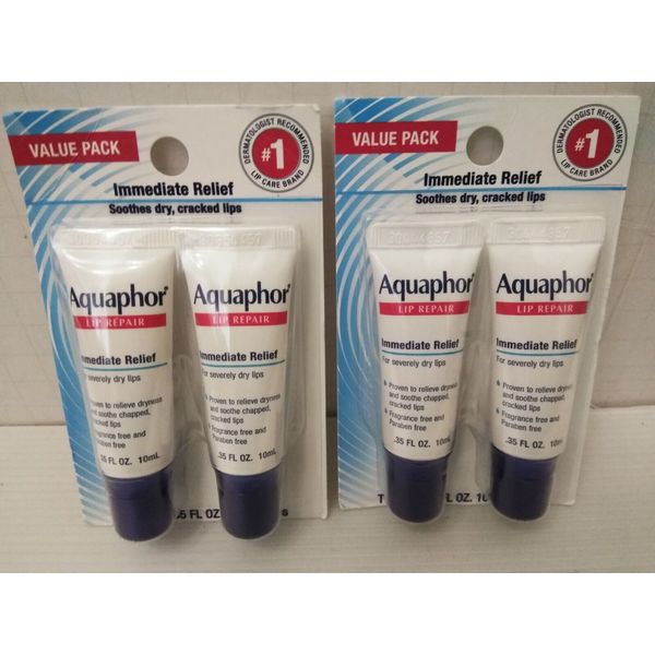 Aquaphor Lip Repair Immediate Relief  0.35fl/10ml (2x2pk bundle)