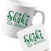 Flox Creative Ceramic Mug and Coaster Set Shake Your Shamrocks Left Handed