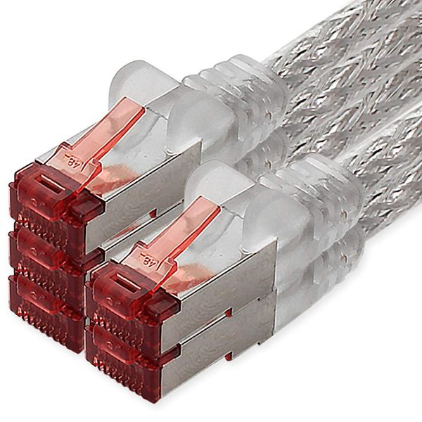 1CONN Cat6 network cable 5 x 2 m transparent Ethernet cable Lankabel Cat6 Lan network cable Sftp Pimf patch cable 1000 Mbit s