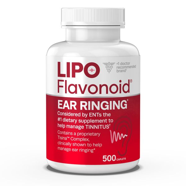 Lipo-Flavonoid Plus Tinnitus Relief – Doctor-Recommended for Ringing Ears – Clinically Proven Lemon Bioflavonoid Complex with Vitamins C, B1, B2, B6, B12 & Calcium, (500 Caplets)