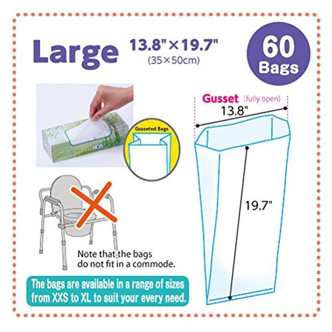  BOS Amazing Odor Sealing Disposable Bags for Diapers, Cat  litter or any Sanitary Product Disposal- Durable and Unscented [Size: XL,  Color: White] (50 count, Pack of 1) (50 Bags) : Baby