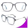 Oversized Blue Light Blocking Glasses Square Frame Crystal Gray Frame Eyeglasses