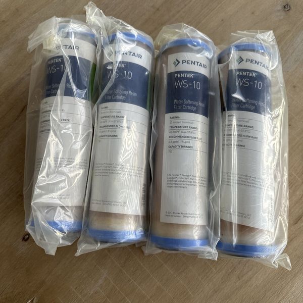 Lot Of 4 PENTAIR Pentek WS-10 Water Softening Resin Filter Cartridges