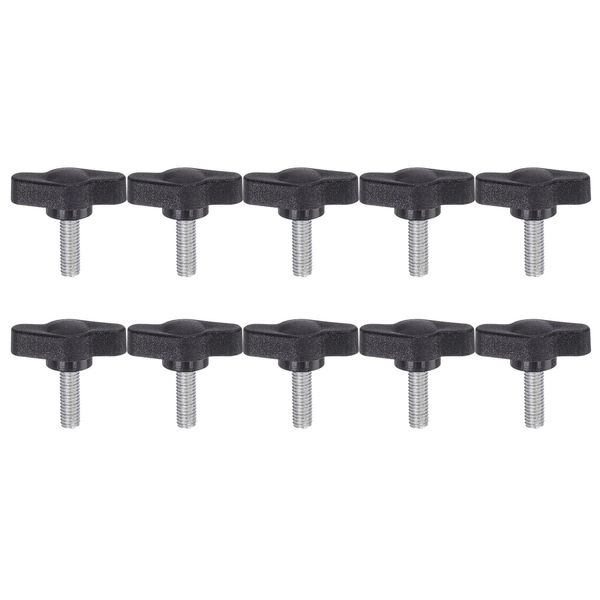 sourcing map 10pcs Tee Wing Knobs Thumb Screws M5 x 14mm Standard Male Thread Plastic T/Z Knobs Adjustable Handles Hand Clamping Thumbscrew, Black