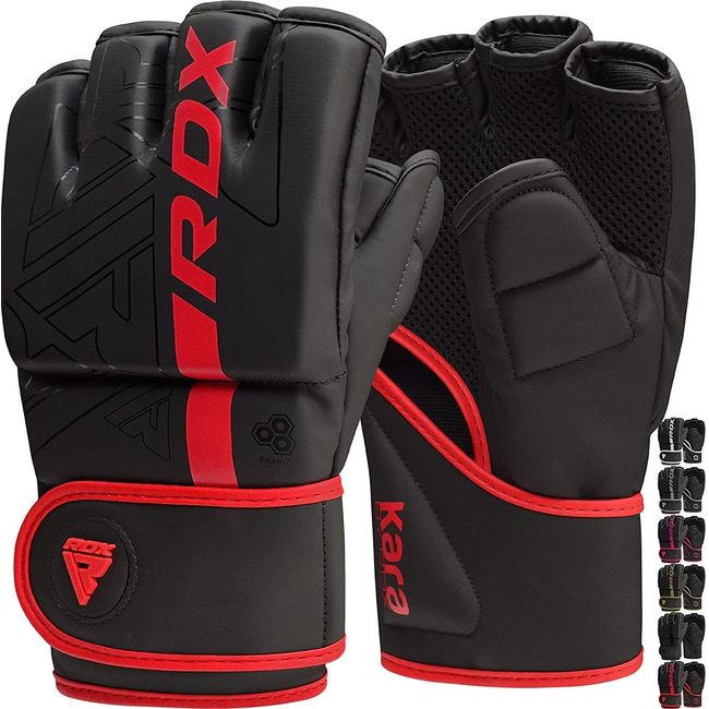 [UK No1 Boxing MMA Brand] RDX Open Finger Gloves KARA Series Martial Arts MMA Kickboxing Karate Taekwondo Japan Authentic Product (L, Red)