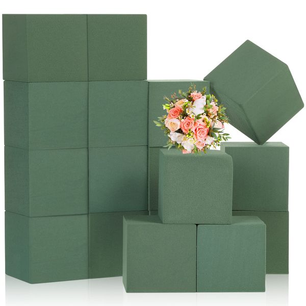 Gerrii 18 Pcs Floral Foam Blocks Dry and Wet Foam Block Flower Arrangements Supplies Florist Green Square Foam Bricks for Artificial and Fresh Flowers Garden Wedding Office Home Plant Decoration Craft