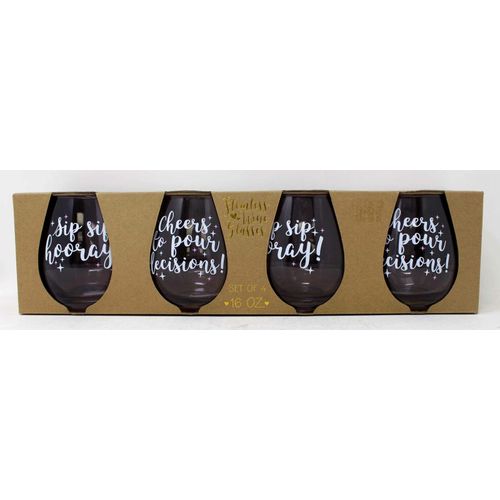 TMD Stemless Wine Glasses 16oz, Set of 4