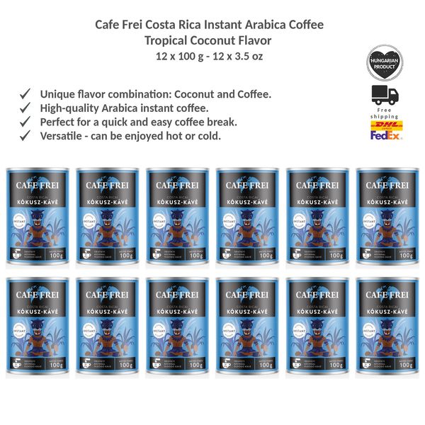 Cafe Frei Costa Rica Instant Arabica Coffee Tropical Coconut Flavor 100gx12
