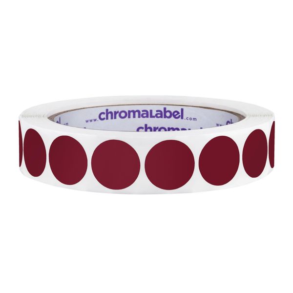 ChromaLabel 0.75 Inch Round Label Permanent Color Code Dot Stickers, 1000 Labels per Roll, Maroon