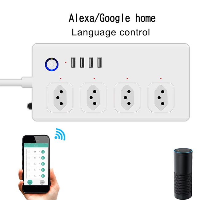 WiFi Smart Surge Protector Power Strip,4 Individually Controlled AC outlets  and 4 USB Ports, Compatible with Alexa & Google Home, Voice Control 