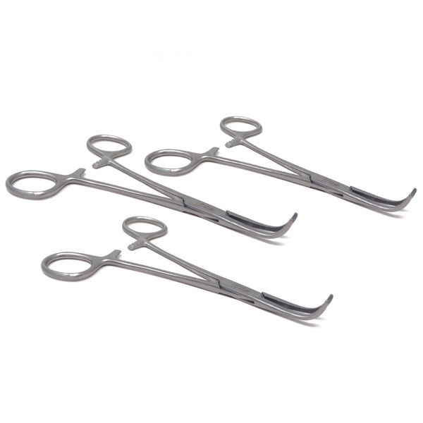 3 FULL CURVED STAINLESS STEEL CE MIXTURE HEMOSTAT FORCEPS 6" SURGICAL INSTRUMENT