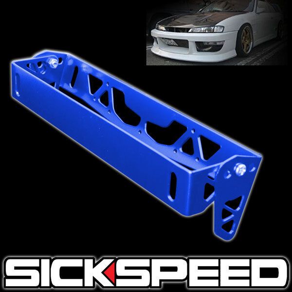 LICENSE PLATE TILT RELOCATION BRACKET FRONT BUMPER BILLET MOUNT HOLDER BLUE P4