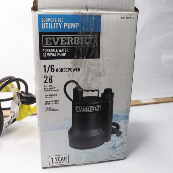 Everbilt Submersible Utility Pump Plastic 1/6 HP 1001092915