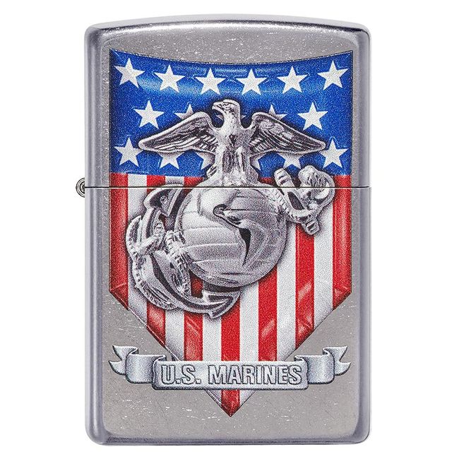 Personalized Zippo Lighter U.S. Marine Corps. Chrome - Free Engraving 49317