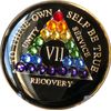 7 Year Black Rainbow Crystal Tri-Plate AA Medallion Chip VII