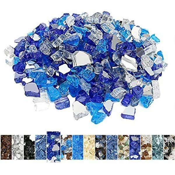 Blended Fire Glass For Fire Pit 1/2 Inch Tempered Glass Rocks For Gas Fireplace