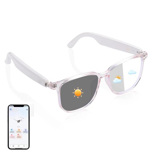 Smart Translation Glasses Integrated with ChatGPT AI, Support 160+ Languages, AI Noise Reduction, Video/Audio Calls Eyewear, Photochromic Lenses Bluetooth Eyeglasses Suit for Indoor Outdoor(Pink)