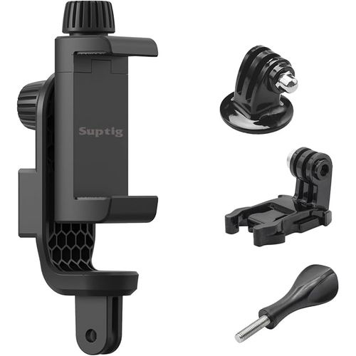 Suptig Phone Holder for Tripod, Action Camera Tripod Mount Adapter Compatible for iPhone, Gopro, DJI Action, Insta 360, Akaso, Mic, LED Light Photography Accessories