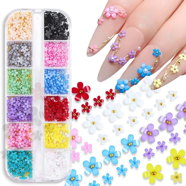 Holographic Flower Nail Art Charms Light Change 3D Acrylic Flower