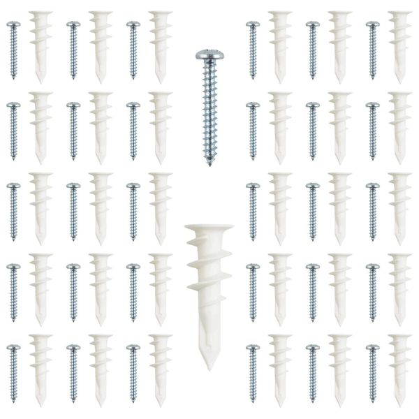 YFFSFDC Expansion Tube with Screws Hollow Wall Anchor 30 Anchors and Screws for Plasterboard Remodeling Construction Wall Plastic Anchor Phillips Screw