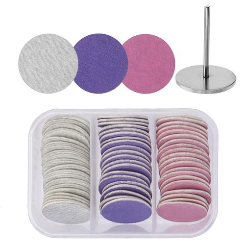 Bestgle 60Pcs Feet Grinder Sandpaper Sanding Disc, 180 Grit Replaceable Pedicure Tool Sanding Discs Sandpaper with Shaft for Cracked Heels, Hard, Dead Skin (25mm)