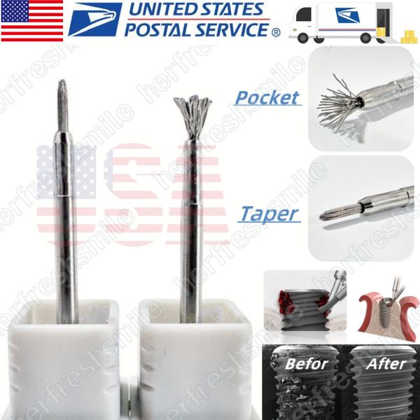 2Pcs Dental Fixture Surface Threads Cleaning Brush Titanium Brushes Debridement