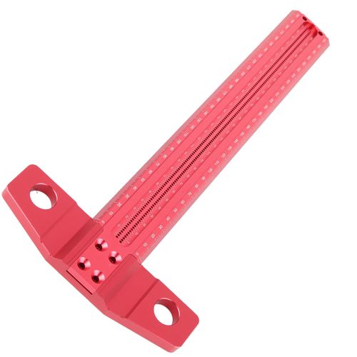 T Square Ruler Aluminum Alloy Removable Woodworking Scriber Art Framing Drafting Tools Ultra Precision Marking Ruler(Red)(300mm)