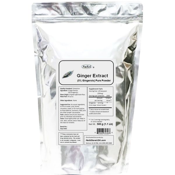 NuSci Ginger Root Extract pure powder 500g (1.1lb Support Digestive System