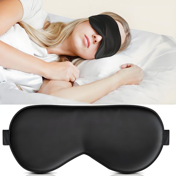 100% Silk Sleep Mask for A Full Night's Sleep | Comfortable & Super Soft Eye Mask with Adjustable Strap | Works with Every Nap Position | Ultimate Sleeping Aid/Blindfold, Blocks