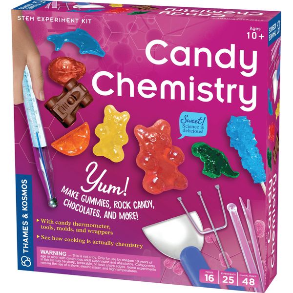 Thames & Kosmos Candy Chemistry | Science Kit | Rock Candy, Chocolates, Gummy Bears, Wintergreen Candies | 48 Page Full-Color Manual | Ages 10+ | Learn Chemistry, Have Fun | Cooking Science