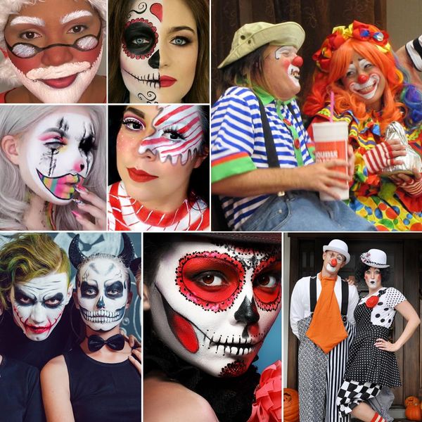 Afflano Gesicht Body Paint Kit, Öl-basiert, Weiß Schwarz Rot für Joker Zombie Vampir Clown Skelett Halloween Makeup, 20 Stück mit Pinsel, Clown Nase, Schwämme für Erwachsene Kinder