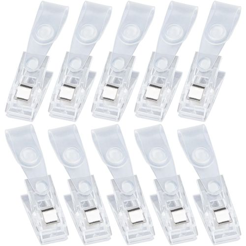 Isslly 10 PCS Plastic Garden Flag Clips, Lawn Yard Flag Pole Clips, Garden Flag Stoppers for Small Flag Poles Stand -Clear
