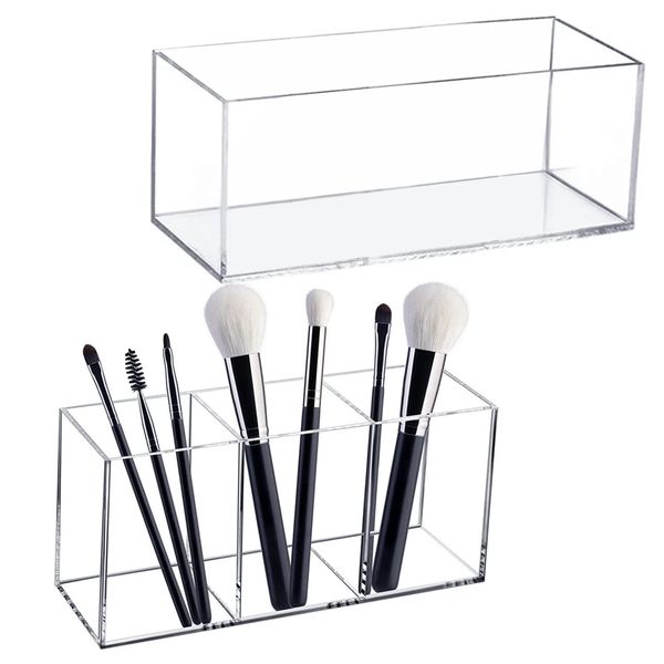 suaywo 2 Layer Clear Plastic Makeup Organiser Detachable Makeup Organiser Crylic Drawer Organiser for Bathroom Drawers,Vanities,Countertops, Office Desk,Washable Crystal Clear Organiser