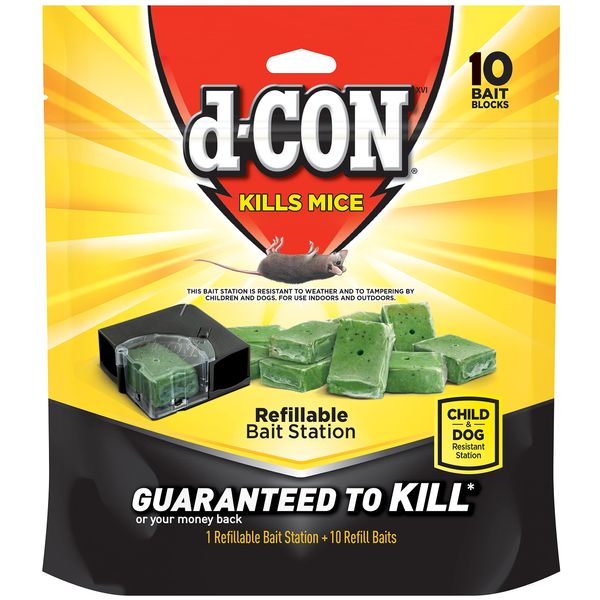 D-Con Refillable Corner Fit Mouse Poison Bait Station Refills, 10 Count