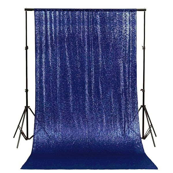 AMZLOKAE Sequin Backdrop Curtain Navy Blue 4FTx7FT Shimmer Curtain Panel Photography Backdrop Sequin Baby Shower Curtain Glitter Backdrop for Wedding Backdrop Sparkle Payette Sequin Backdrop