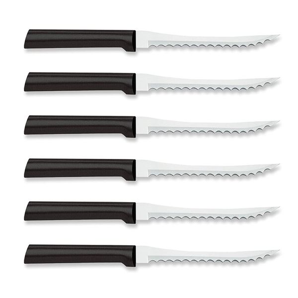 RADA Cutlery Tomato Slicing Knife Stainless Steel Blade Made in USA, 8-7/8 Inches, 6-Pack, Black Handle