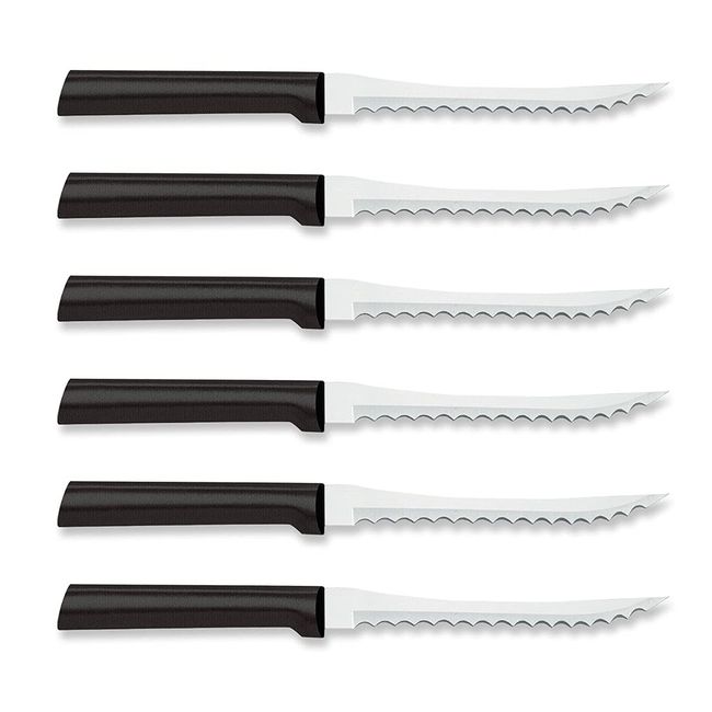 RADA Cutlery Tomato Slicing Knife Stainless Steel Blade Made in USA, 8-7/8 Inches, 6-Pack, Black Handle