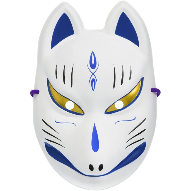 Party City Japanese-Style Folk Art Mask, Fox, White/Blue