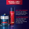 L'Oreal Paris Revitalift Pressed night cream with Retinol, Niacinamide, visibly reduce wrinkles, hydrate. For face, under eye, neck, chest. Dermatologist tested. + Hyaluronic acid serum sample, 1 kit