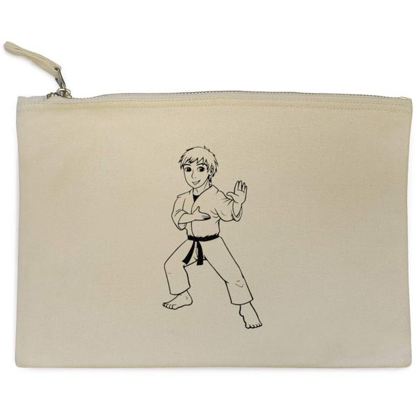 'Karate Boy' Canvas Clutch Bag/Accessory Case (CL00018238)