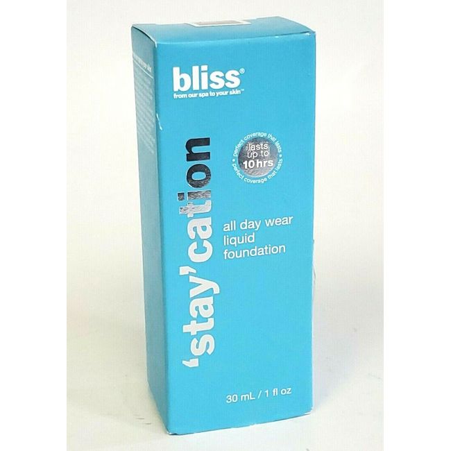 Bliss 'stay'cation All day wear liquid Foundation New in Box BRONZE staycation