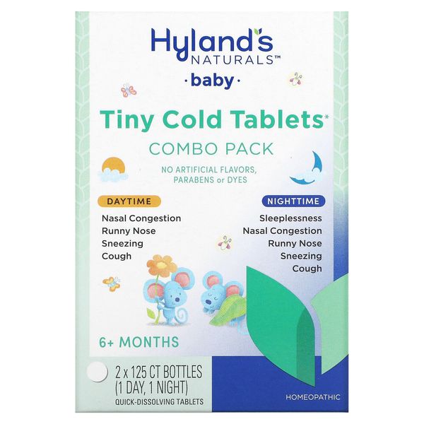 Baby, Tiny Cold Tablets Combo Pack, Daytime/Nighttime, 6+ Months, 2 Bottles, 125